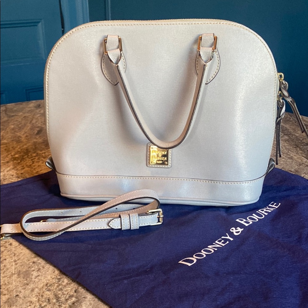 Dooney & Bourke Zip Zip Light Gray Satchel with detachable shoulder strap